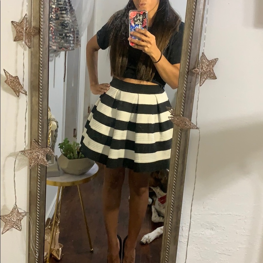 Black and White Bandage Skater Skirt